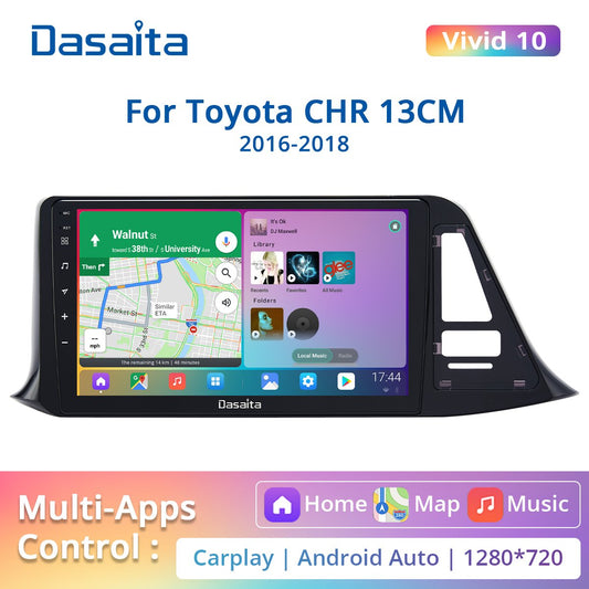 Dasaita Vivid for Toyota CHR 13CM 2016 2017 2018 Car Radio android Apple Carplay Android Auto Navigator GPS DPS 1280*720 4G 64G