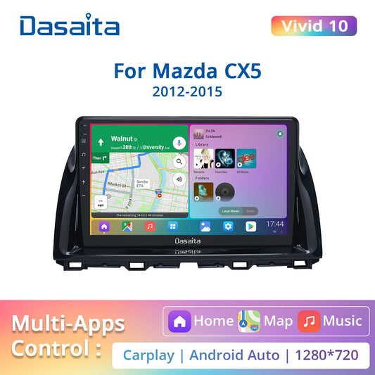 Dasaita Vivid for Mazda CX5 CX-5 2013 2014 2015 Radio 1 Din Android 10.0 Car Navigation GPS DSP 64GB ROM 10.2" IPS Touch Screen