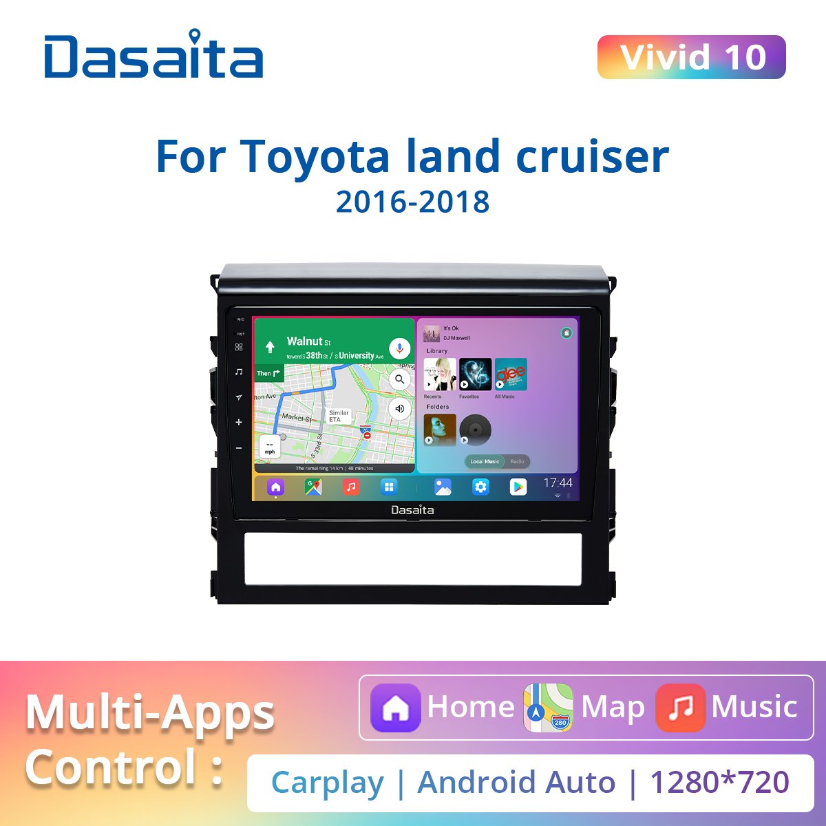 Dasaita Vivid for Toyota land cruiser 2016 2017 2018 Car Radio android  9" IPS Multi Touch Screen Navigation 1280*720 IPS 4G 64G