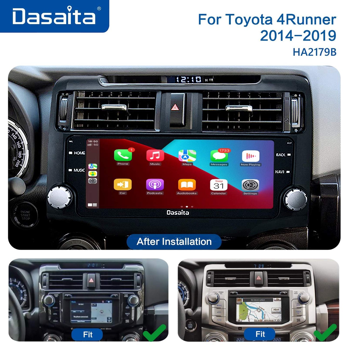 Dasaita Vivid11 Toyota 4Runner 2014 2015 2016 2017 2018 Car Stereo 10.25 Inch Carplay Android Auto PX6 4G+64G Android11 1280*480 DSP AHD Radio