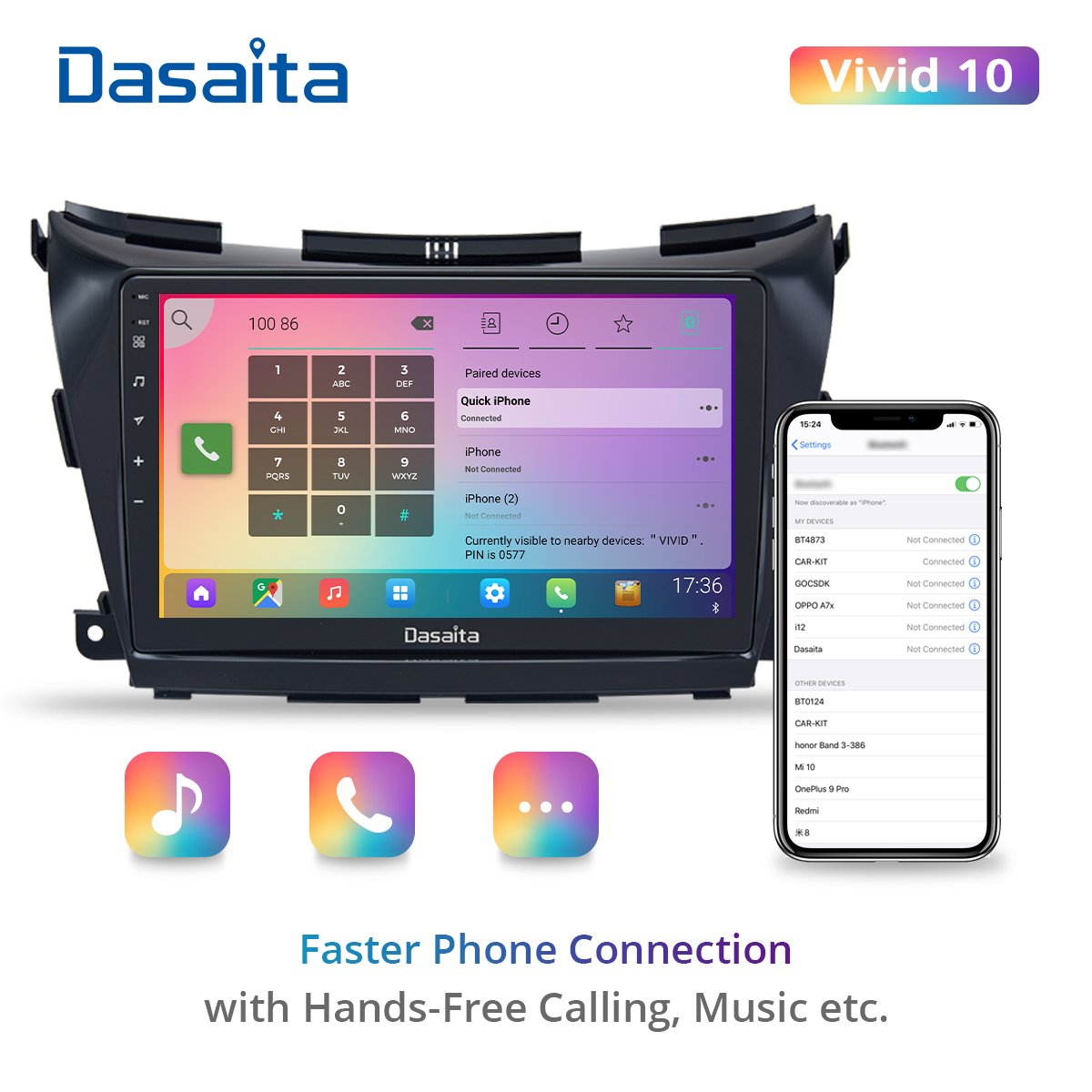 Dasaita 10.2" 1 Din Car Radio for Nissan Murano Z52 GPS 2015 2016 2017 2018 Android 10 GPS Navigation with DSP Carplay