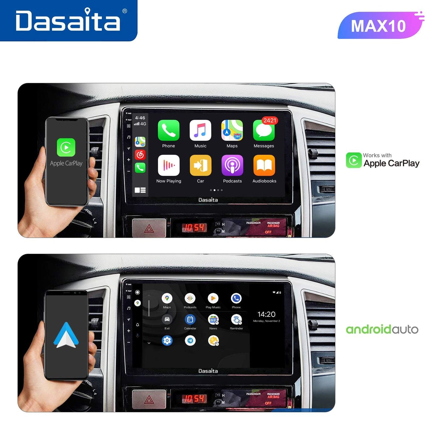 Dasaita MAX10/MAX11 Toyota Tacoma 2005 2006 2007 2008 2009 2010 2012 2013 Car Stereo 9 Inch Carplay Android Auto PX6 4G+64G Android10/Android11 1280*720 DSP AHD Radio