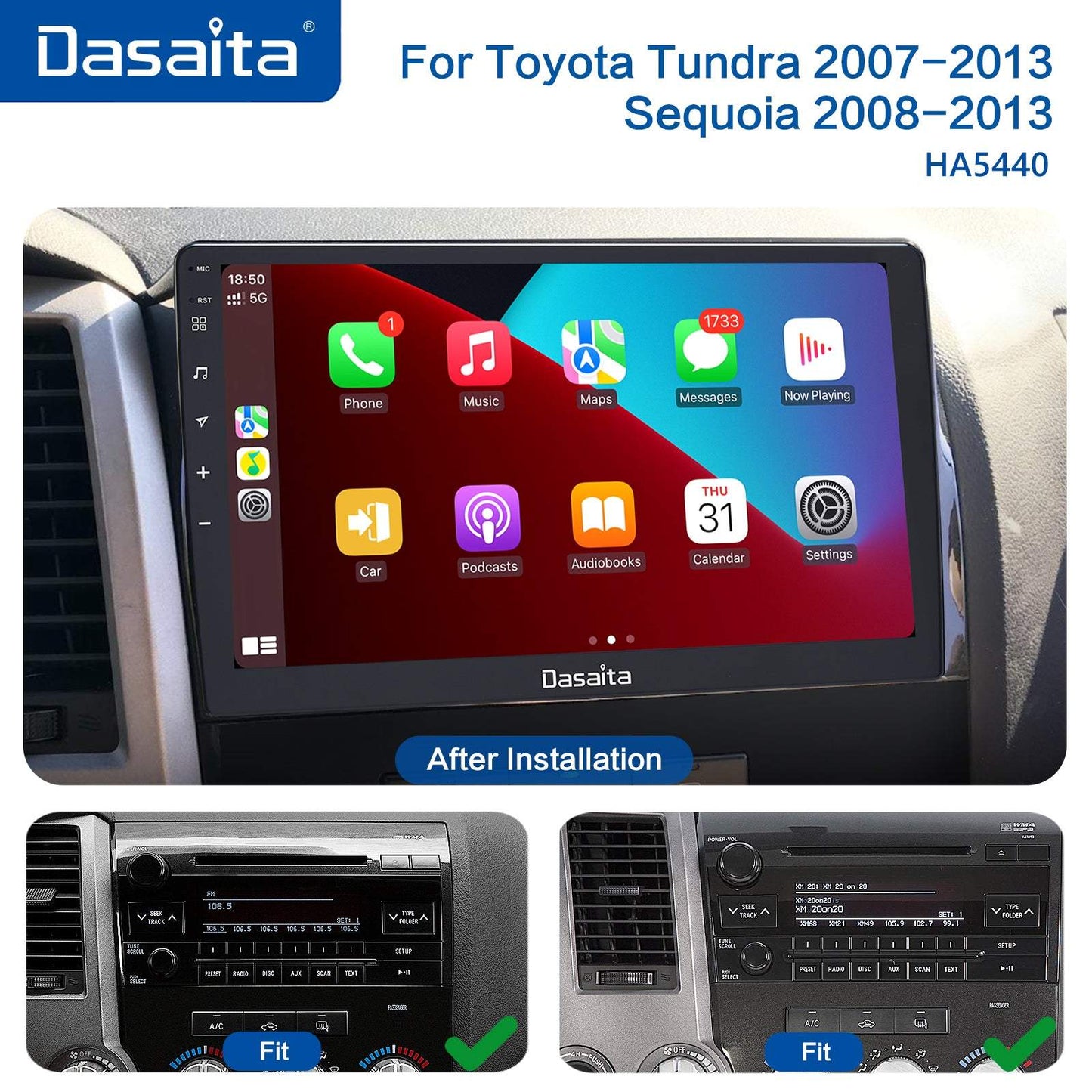 Dasaita Vivid11 Toyota Tundra Sequoia Car Stereo 10.2Inch Carplay Android Auto PX6 4G+64G Android11 1280*720 DSP AHD Radio