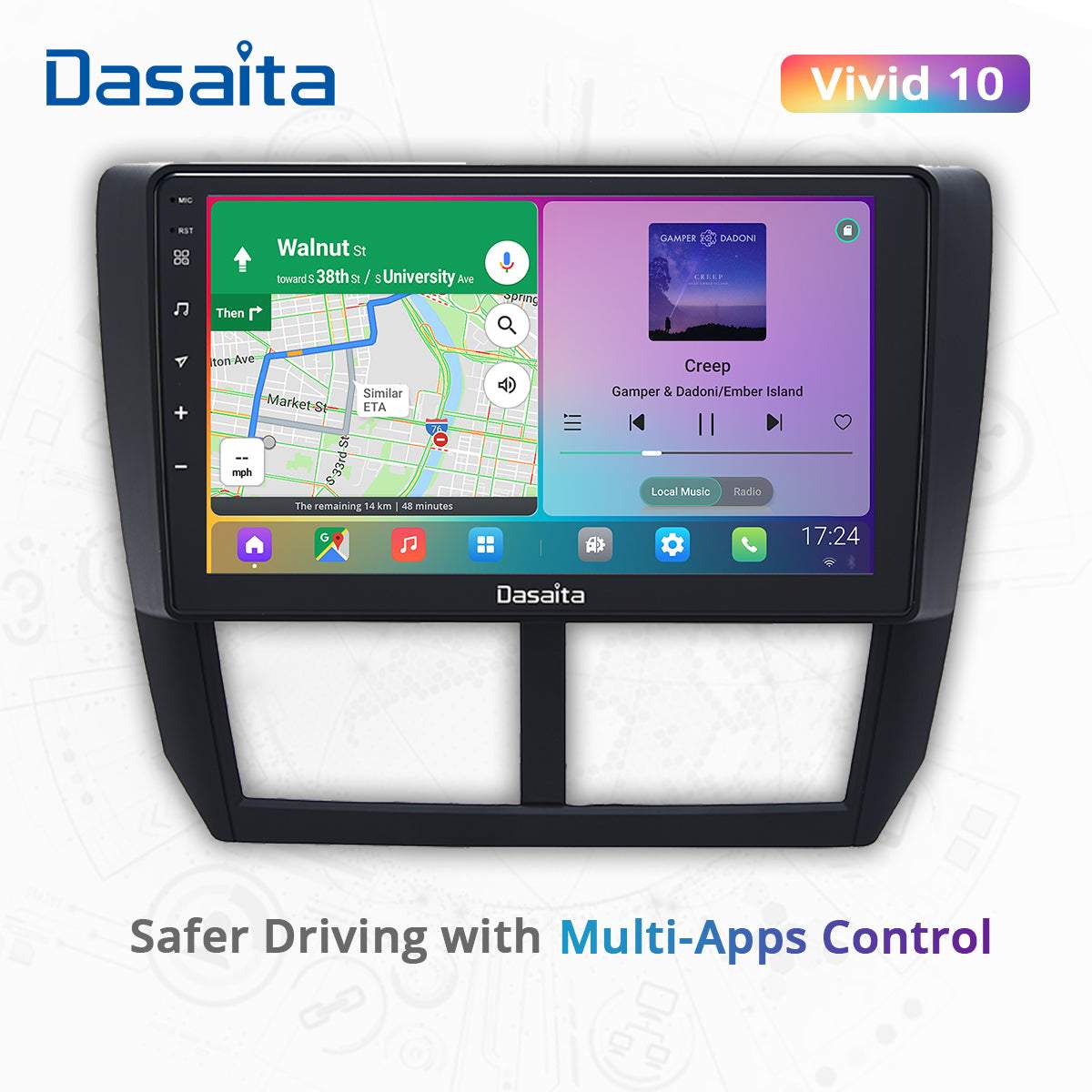 Dasaita Vivid11 Subaru Forester 3 Impreza 2007 2008 2009 2010 2011 2012 Car Stereo 9" Carplay Android Auto PX6 4G+64G Android11 1280*720 DSP Radio