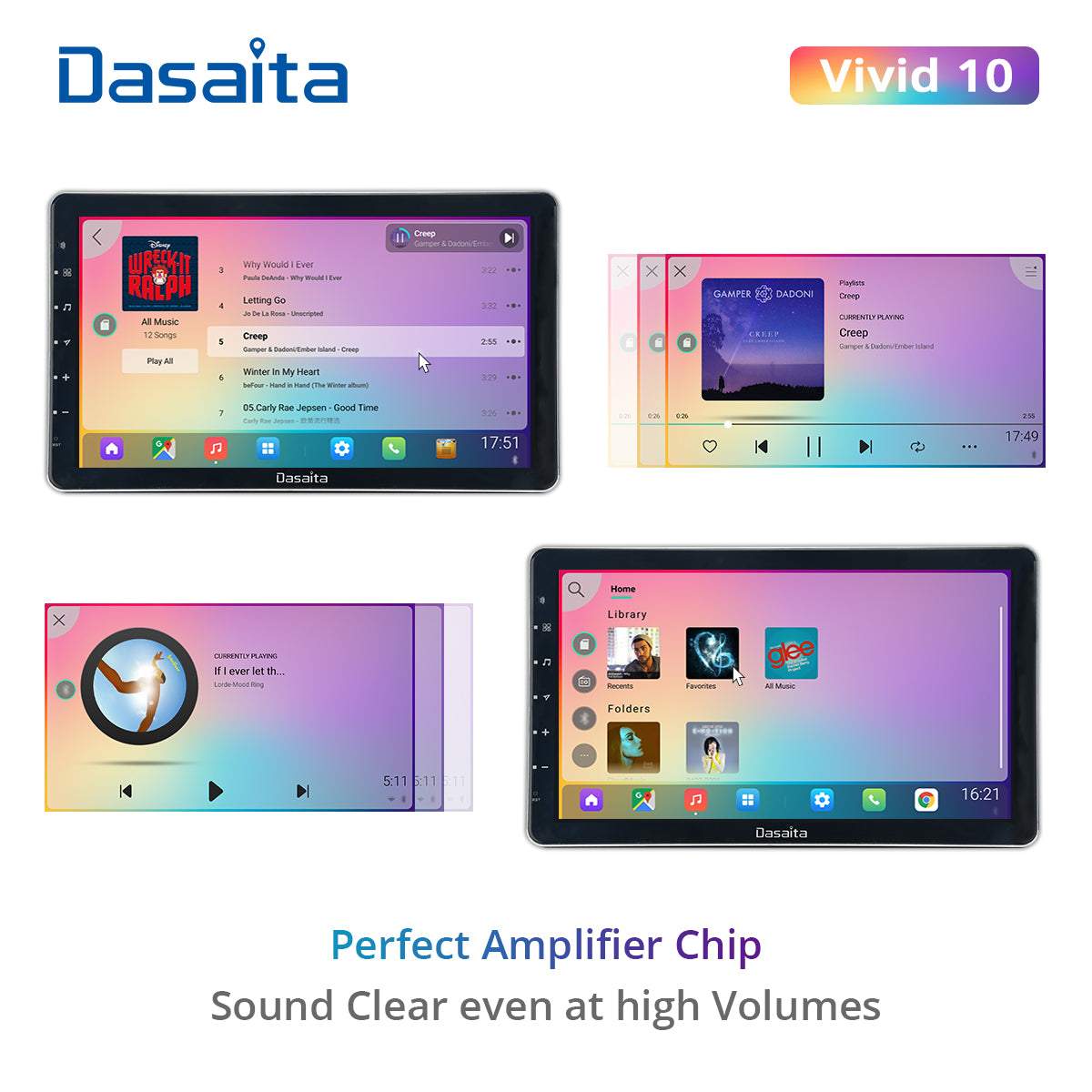 Dasaita Vivid11 Universal Single Din Car Stereo 13.3 Inch Carplay Android Auto PX6 4G+64G Android11 1920*1080 DSP AHD Radio