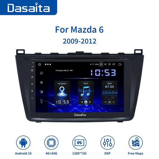 Dasaita MAX10 For Mazda 6 2009 2010 2011 2012 Car Stereo IPS 2.5D Screen Touch  GPS Navigation Android 10.0 Carplay Radio