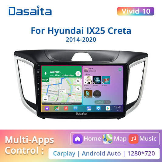 Dasaita for Hyundai IX25 Creta 2014-2020 Car Radio Stereo 10.2" IPS Android 10.0 Multi-Touch Screen Multimedia Navigator GPS DSP