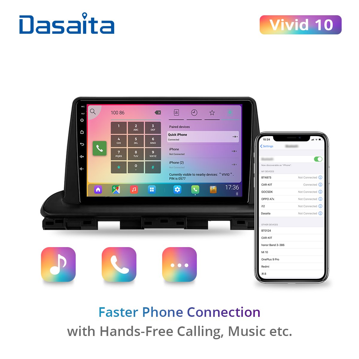 Dasaita Vivid For Kia Cerato 4 IV 2018 2019 2020 2021 Car Radio Android GPS Navigation Carplay Android Auto 1280*720 IPS BT5.0