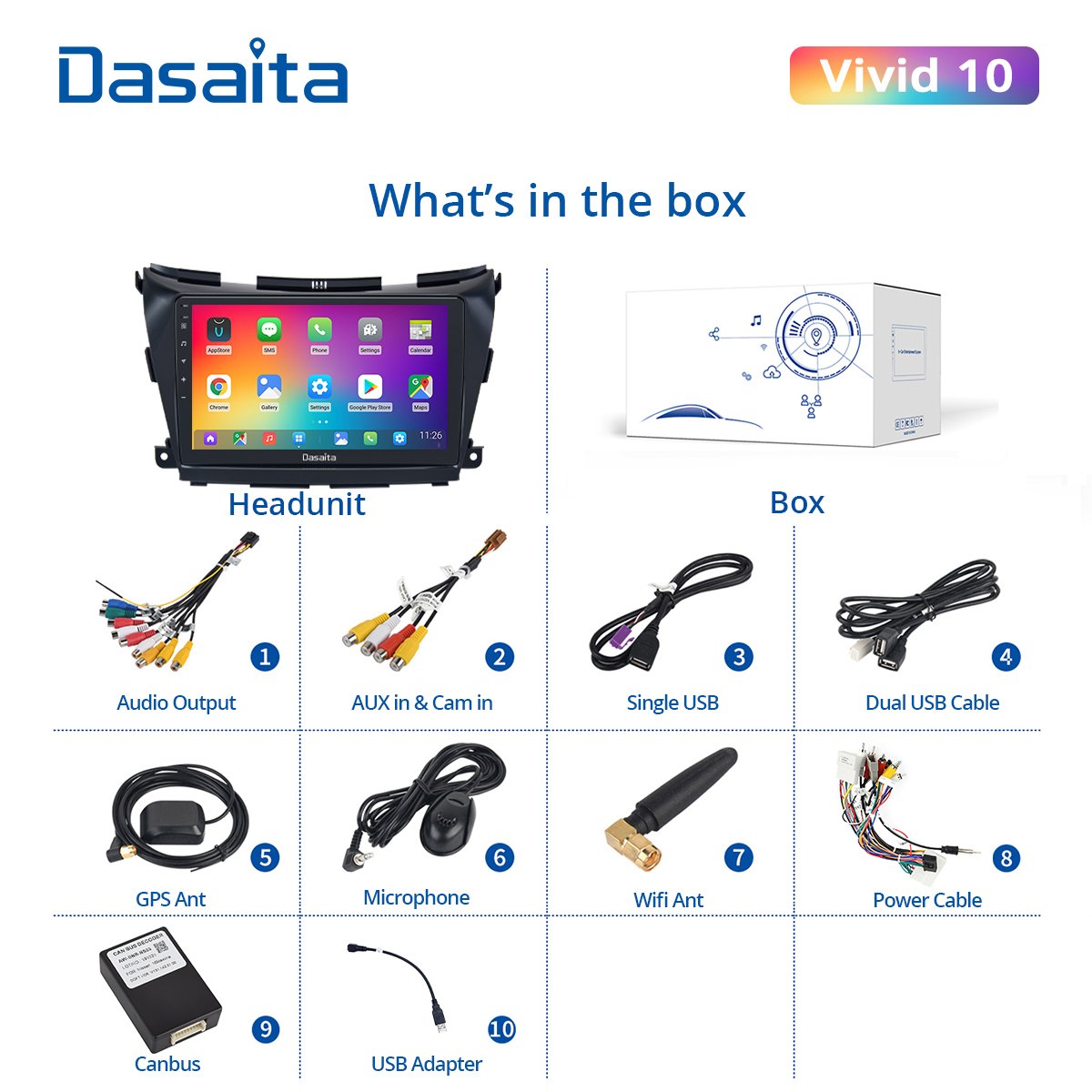 Dasaita 10.2" 1 Din Car Radio for Nissan Murano Z52 GPS 2015 2016 2017 2018 Android 10 GPS Navigation with DSP Carplay