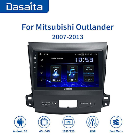 Dasaita Car Android 10.0 For Mitsubishi Outlander 1 Din 2008 2009 2010 2011 Radio Stereo 9“ Multi Touch Screen TDA7850
