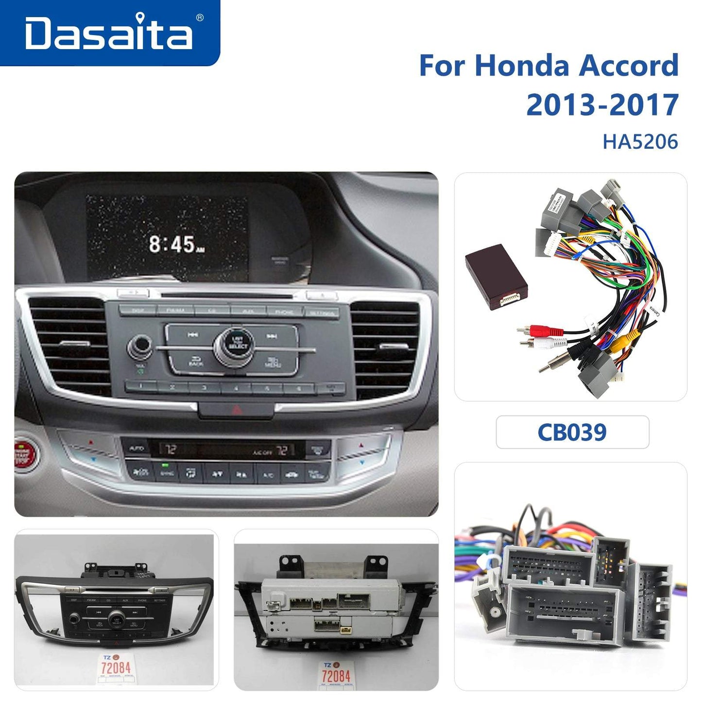 Dasaita Vivid11 Honda Accord 2013 2014 2015 2016 2017 Car Stereo 10.2" Carplay Android Auto 4G+64G Android11 PX6 1280*720 DSP AHD Radio