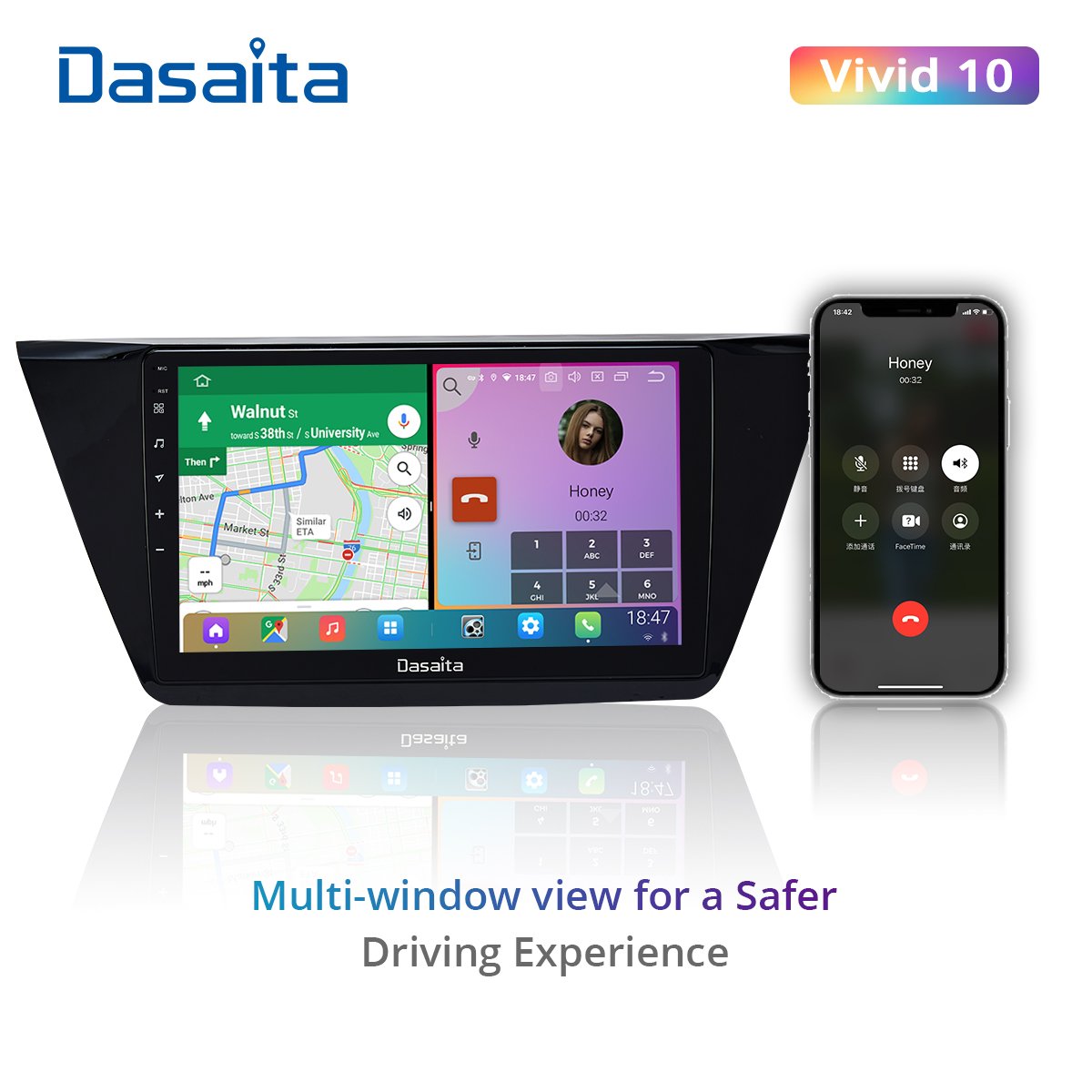 Dasaita Vivid for VW Tiguan 2017 2018 2019 Unit Car Radio Carplay Android Auto Video Player Navigation GPS 1280*720 4G 64G