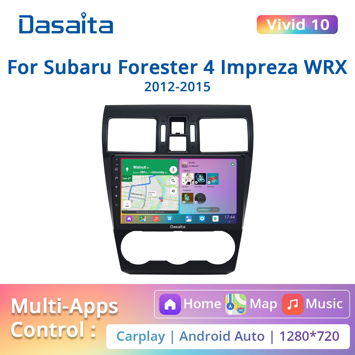 Dasaita Vivid for Subaru WRX GPS 2013 2014 2015 car radio Android 10 Apple Carplay Android Auto Navigation GPS 4G RAM 64G ROM