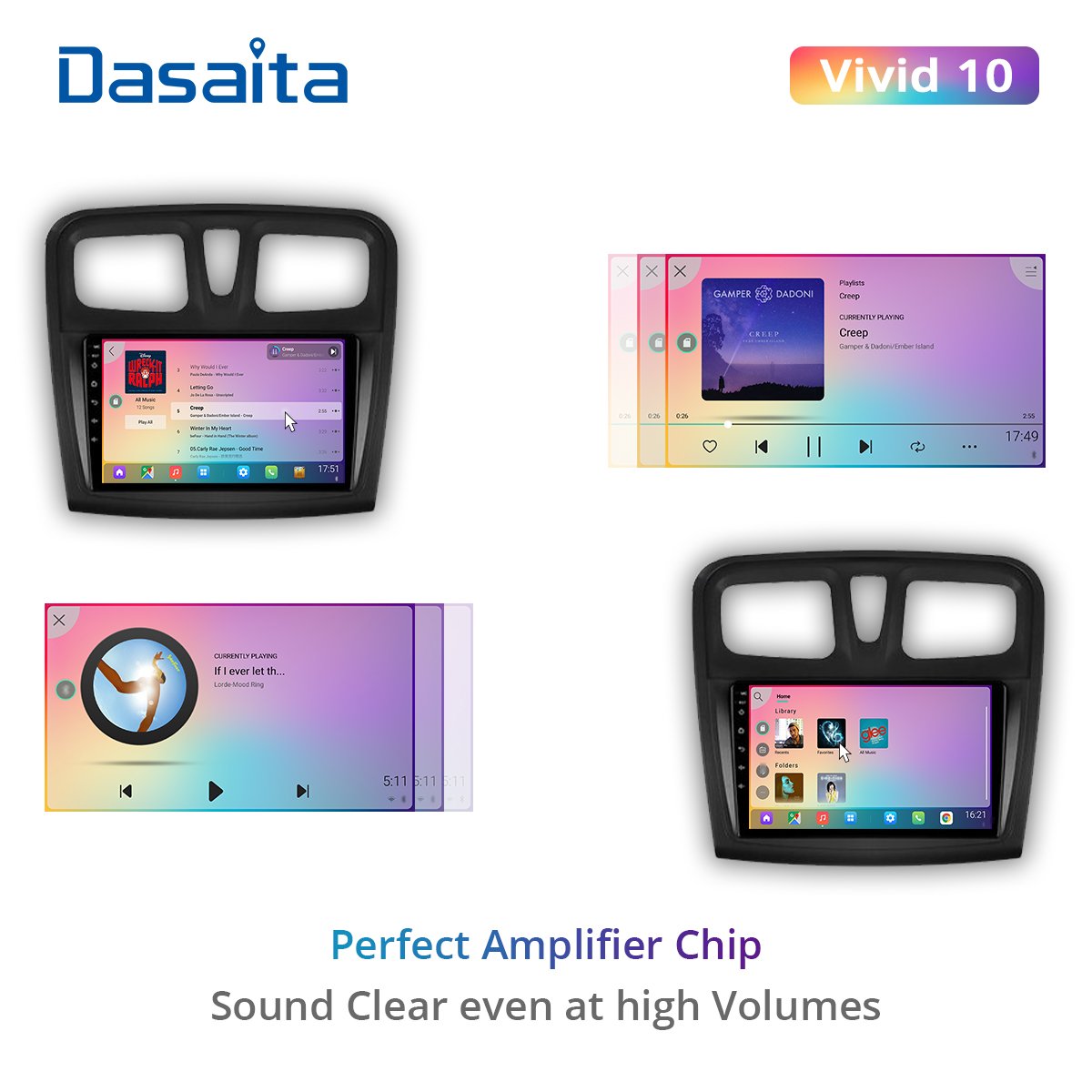 Dasaita 9" 1 Din Car Radio for Renault Logan 2014-2019 GPS Navigation with Carplay Android Auto DSP Android 10.0 1280*720