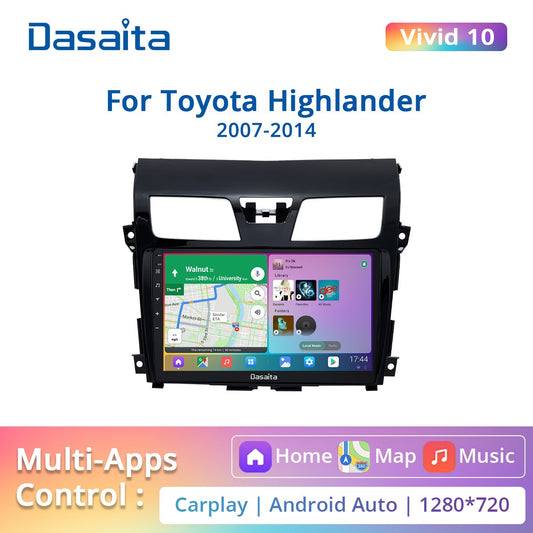 Dasaita Vivid for Toyota Highlander 2007 to 2014 Car Radio with Carplay 10.2" DSP GPS Navigation Autoradio Head Unit Android 10