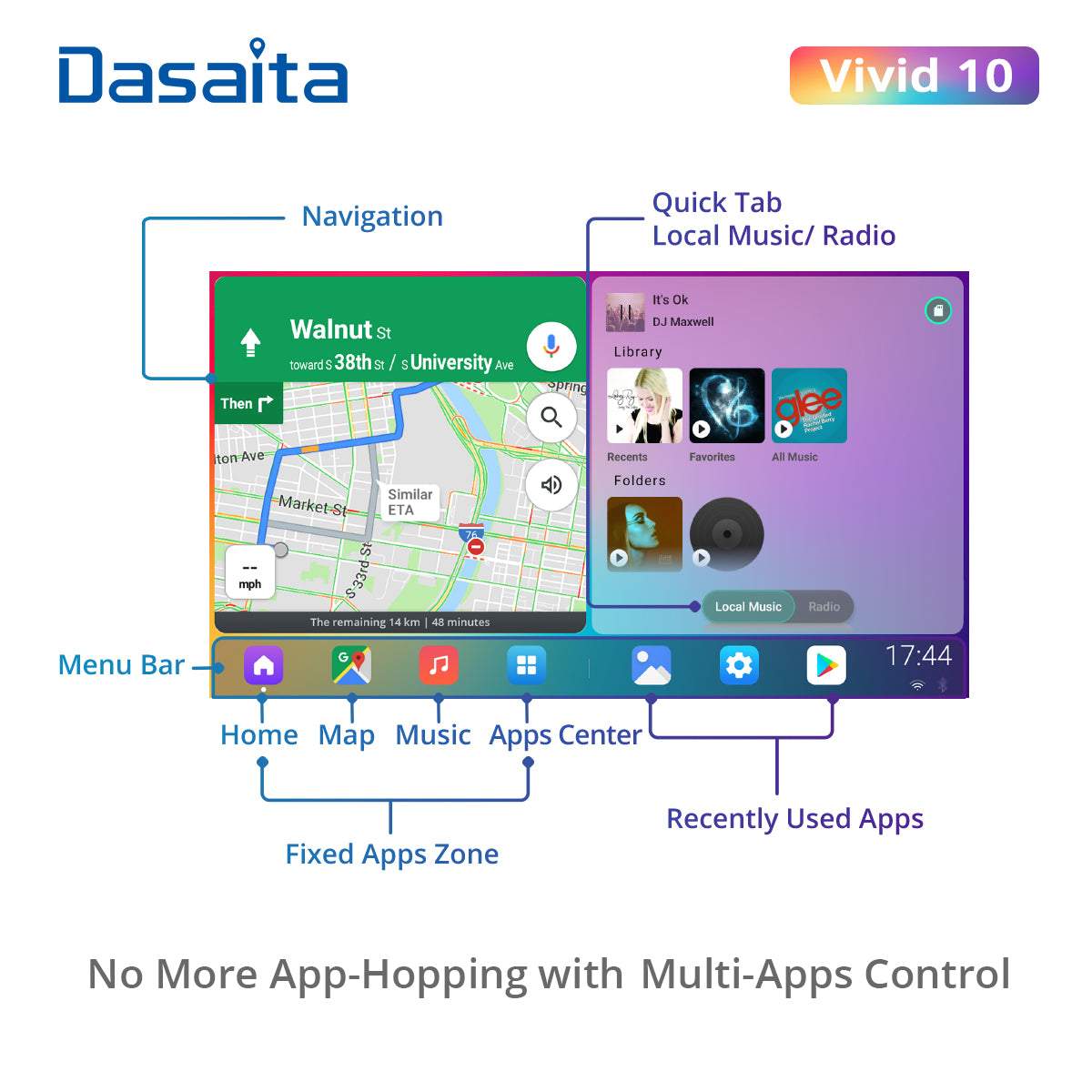 Dasaita Vivid10 Universal Double Din Car Stereo 11.6 Inch Carplay Android Auto PX6 4G+64G Android10 1920*1080 DSP AHD Radio