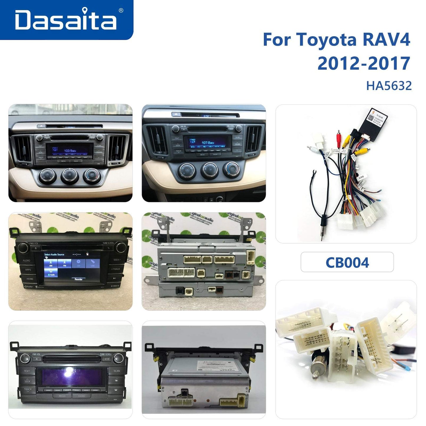 Dasaita Vivid11 Toyota RAV4 2012 2013 2014 2015 2016 2017 Car Stereo 9 Inch Carplay Android Auto PX6 4G+64G Android11 1280*720 DSP AHD Radio