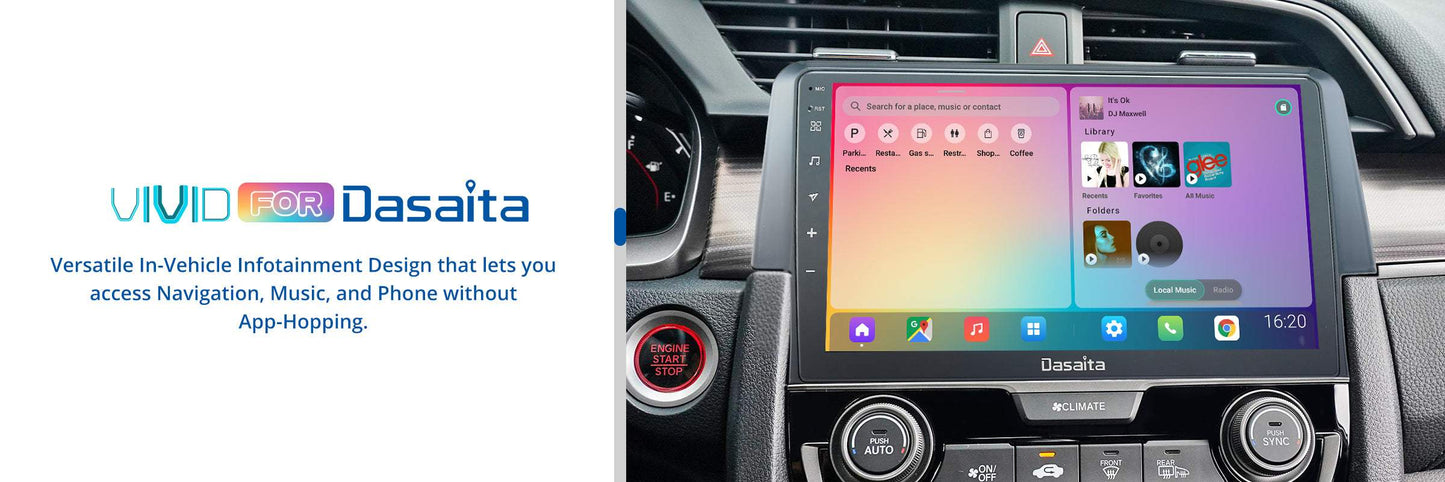 Dasaita Vivid10 Honda Civic 2015 2016 2017 Car Stereo 9 Inch Carplay Android Auto PX6 4G+64G Android10 1280*720 DSP AHD Radio