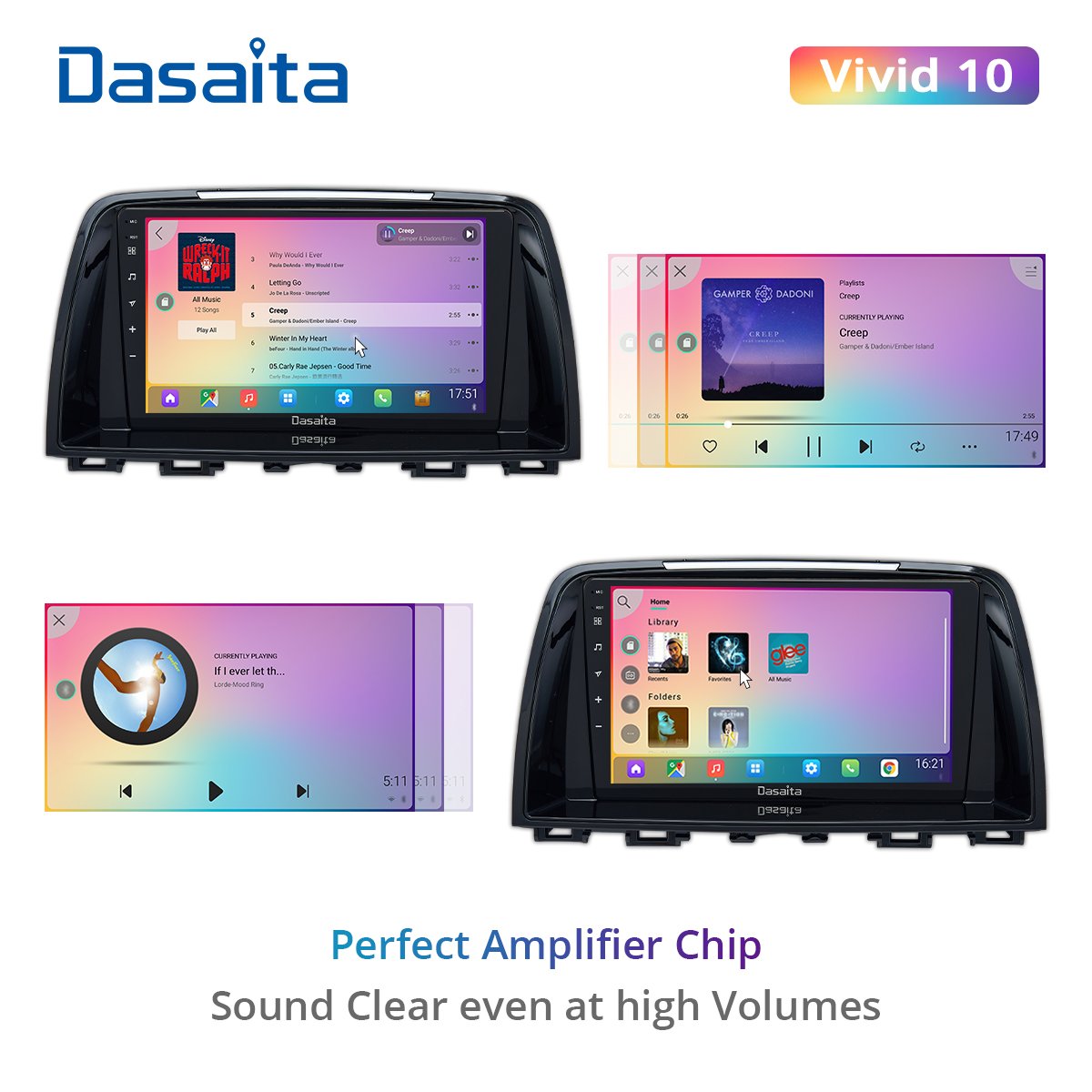 Dasaita 9" Android 10 Car Radio 1 Din GPS Navigation Multimedia Video Player with DSP Carplay for Mazda 6 Atenza 2013 2014 2015