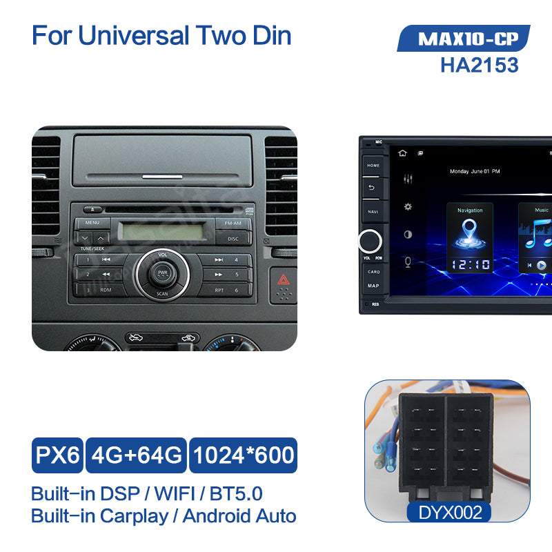 Dasaita MAX11 Universal Double Din Car Stereo 7 Inch Carplay Android Auto PX6 4G+64G Android11 1024*600 DSP AHD Radio