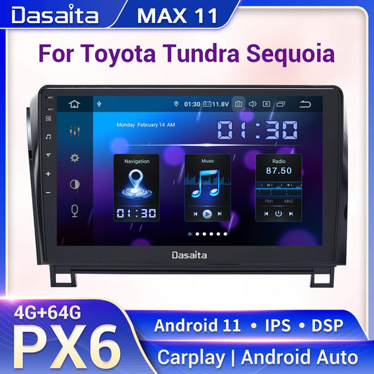 Dasaita MAX11 Toyota Tundra Sequoia Car Stereo 10.2 Inch Carplay Android Auto PX6 4G+64G Android11 1280*720 DSP AHD Radio