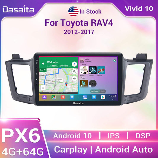 Dasaita Vivid10 Toyota RAV4 2012 2013 2014 2015 2016 2017 Car Stereo 10.2 Inch Carplay Android Auto PX6 4G+64G Android10 1280*720 DSP AHD Radio