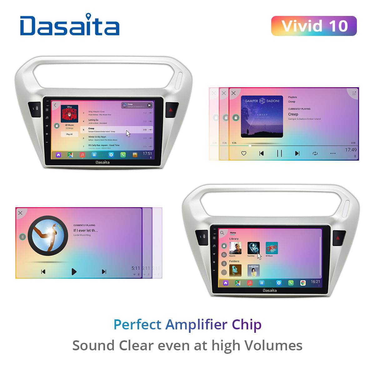 Dasaita Vivid10 For Peugeot 301 2014 2015 2016 Car Stereo Apple Carplay Android Auto Touch Screen 4G 64G DSP 30EQ Radio