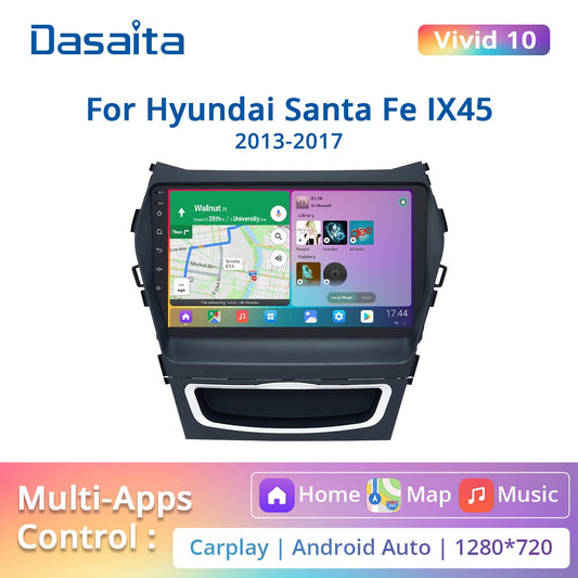 Dasaita Vivid10 for Hyundai GPS IX45 2013 2014 2015 Car Radio Stereo 9“ IPS 1 Din Android10 Multi-Touch Screen Multimedia Navigation