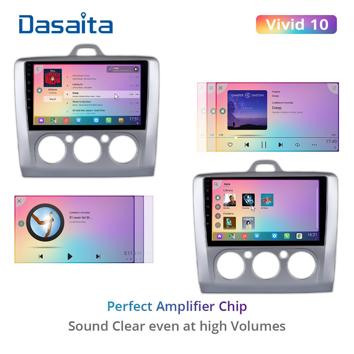Dasaita Vivid For Ford Focus (Manual AC) 2004-2011 car radio Android 10 Apple Carplay Android Auto Navigation GPS 4G RAM 64G ROM