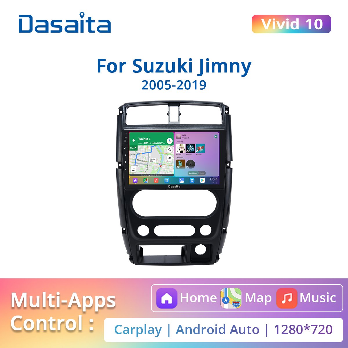 Dasaita Vivd For Suzuki Jimny 2007-2015 Car Stereo Android Carplay Android Auto Multimedia Video GPS Navigation 1280*720 4G 64G