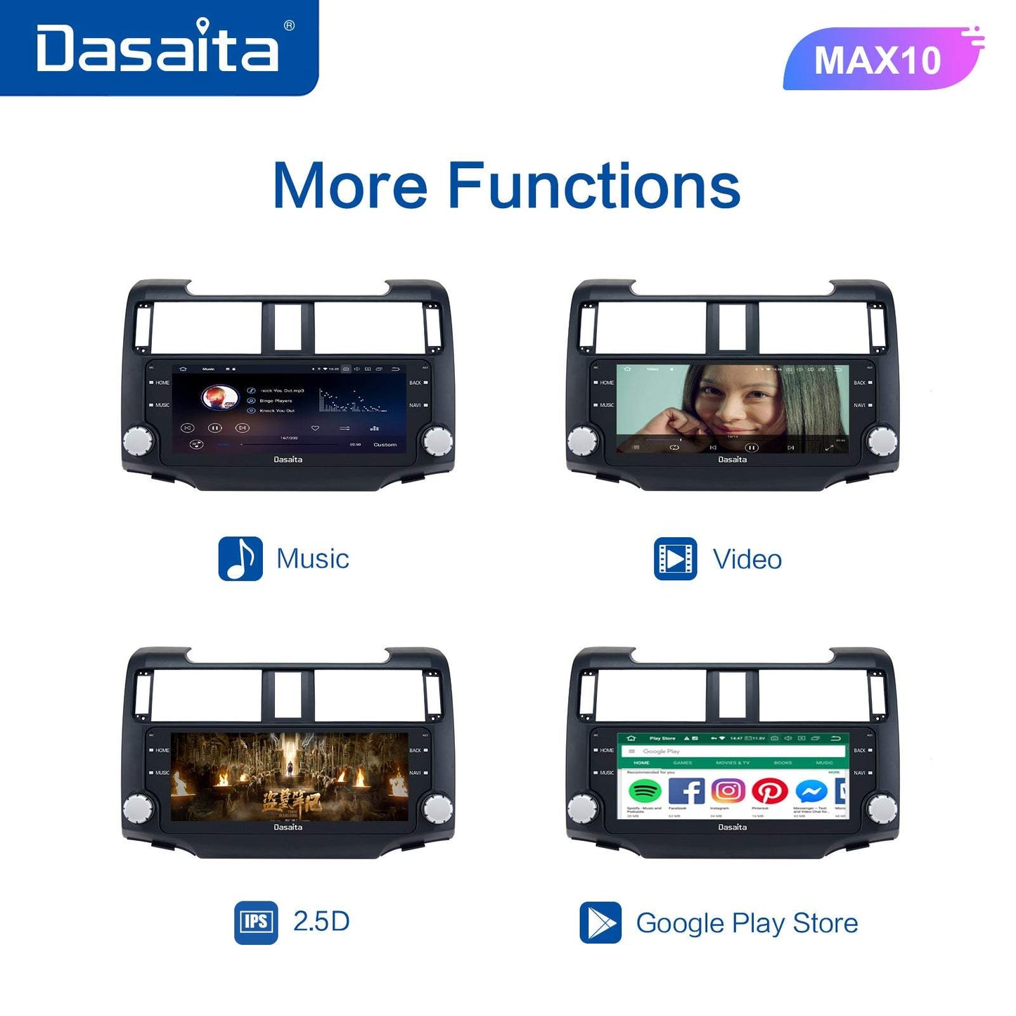 Dasaita MAX11 Toyota 4Runner 2014 2015 2016 2017 2018 Car Stereo 10.25 Inch Carplay Android Auto PX6 4G+64G Android11 1280*480 DSP AHD Radio