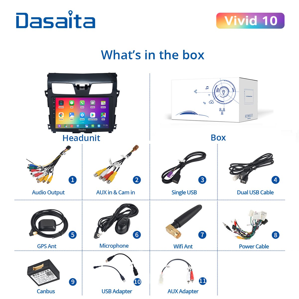Dasaita Vivid for Nissan Teana Altima Radio 2013 2014 2015 Car Radio Android Auto Carplay Multimedia Video 10.2" Touch Screen