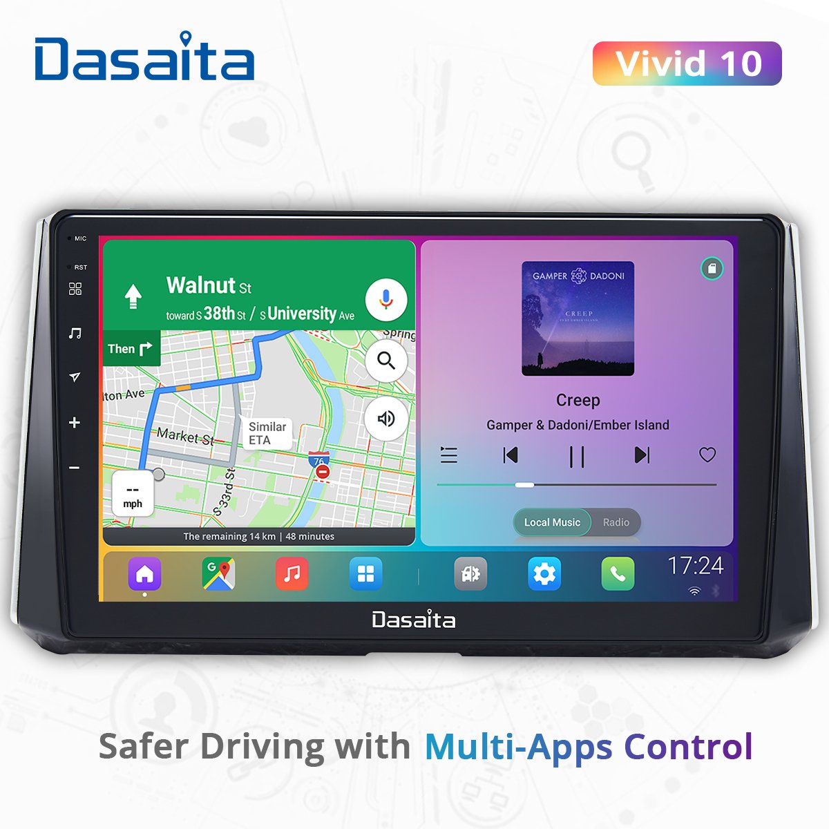 Dasaita Vivid For Toyota Corolla 2019 2020 Car stereo android Apple Carplay Android Auto Navigation IPS GPS DPS 1280*720 stereo