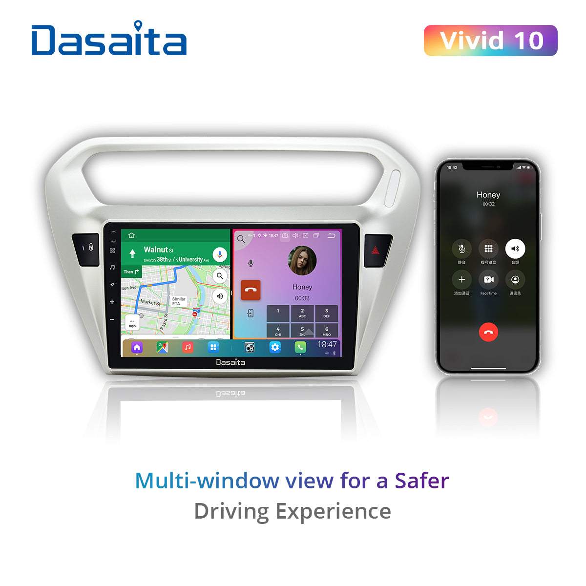 Dasaita Vivid10 For Peugeot 301 2014 2015 2016 Car Stereo Apple Carplay Android Auto Touch Screen 4G 64G DSP 30EQ Radio