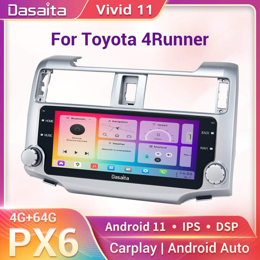 Dasaita Vivid11 Toyota 4Runner 2010 2011 2012 2013 Car Stereo 10.25 Inch Carplay Android Auto PX6 4G+64G Android11 1280*480 DSP AHD Radio