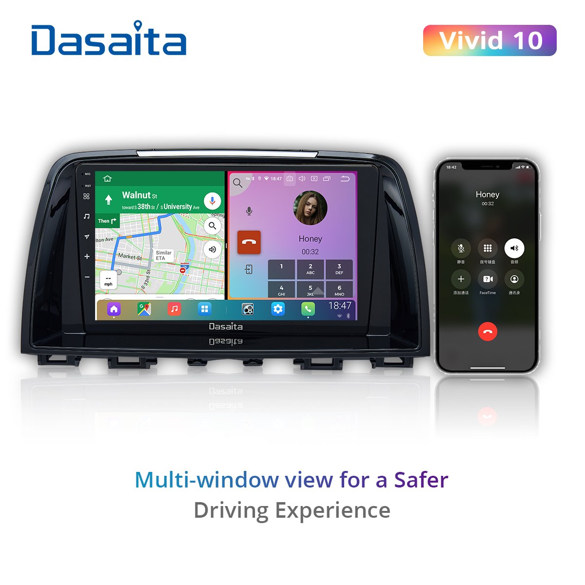 Dasaita 9" Android 10 Car Radio 1 Din GPS Navigation Multimedia Video Player with DSP Carplay for Mazda 6 Atenza 2013 2014 2015