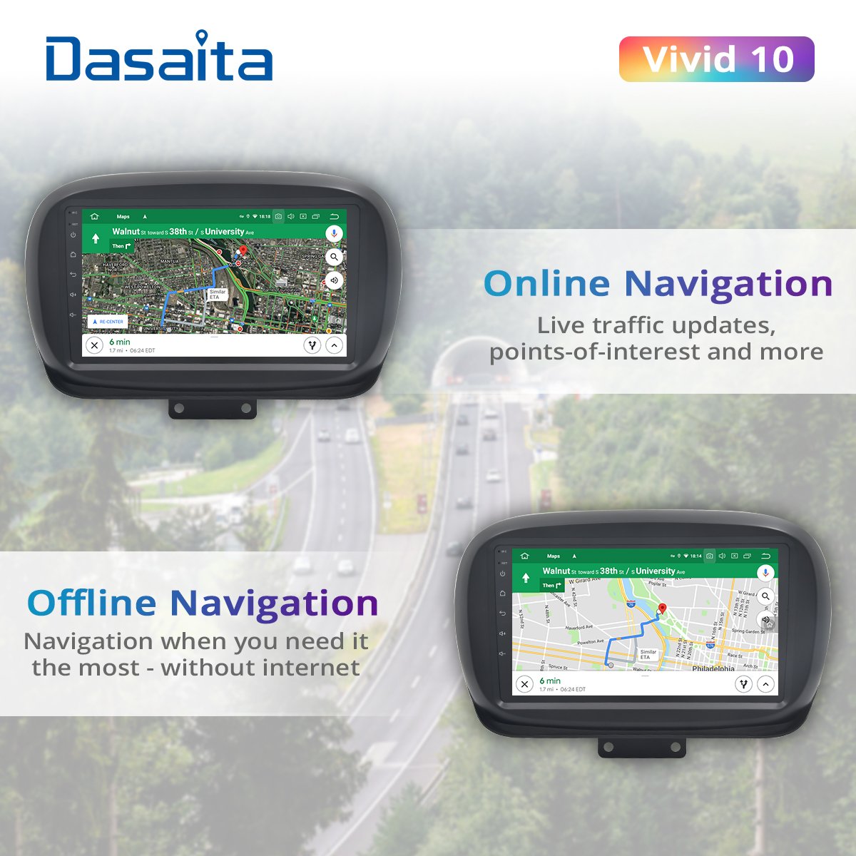 Dasaita Vivid For Fiat 500X 2014 2015 2016 2017 2018 2019 Apple Carplay Android Auto Navigation GPS 1280*720 IPS 4G RAM 64G ROM