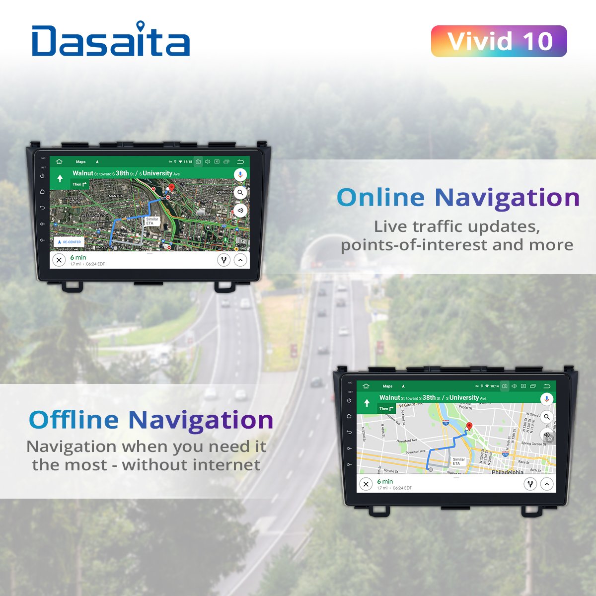 Dasaita Vivid for Honda CRV GPS 2007 2008 2009 2010 2011 car radio Android GPS Navigation Carplay Android Auto Car Stereo 4G 64G