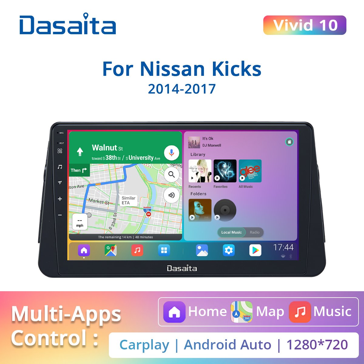 Dasaita for Nissan Kicks Micra GPS 2014 2015 2016 2017 Car Video Players 10.2" Android 10.0 Carplay DSP GPS IPS 4G RAM 64G ROM