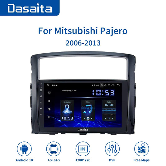 Dasaita Car Multimedia Player 9" Android 10 For Mitsubishi Pajero V97 V93 Radio 2006 2007 2008 2009 GPS Stereo Carplay