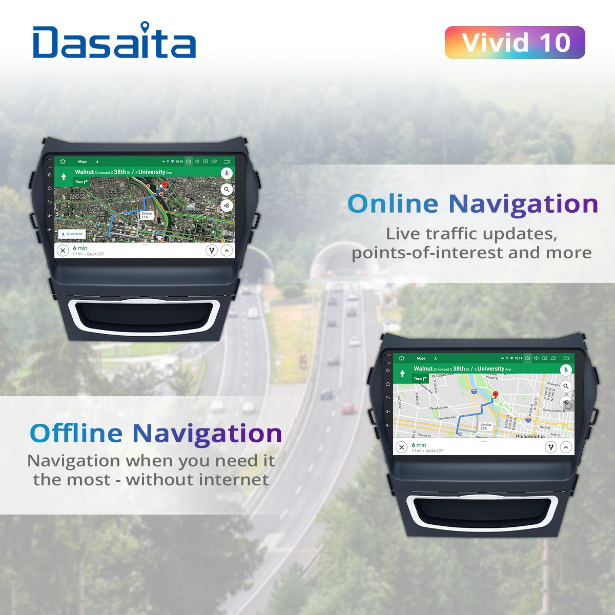 Dasaita Vivid10 for Hyundai GPS IX45 2013 2014 2015 Car Radio Stereo 9“ IPS 1 Din Android10 Multi-Touch Screen Multimedia Navigation