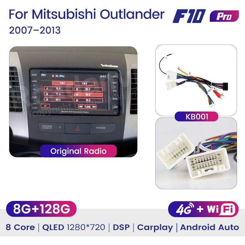 Roadanvi F10 for Mitsubishi Outlander 2007 2008 2009 2010 2011 2012 2013 Car GPS Navigation AI Voice Control Apple Carplay Android Auto 8G 128G DSP Stereo
