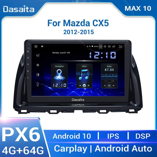 Dasaita MAX10 Mazda CX5 2012 2013 2014 2015 Car Stereo 10.2 Inch Carplay Android Auto PX6 4G+64G Android10 1280*720 DSP AHD Radio