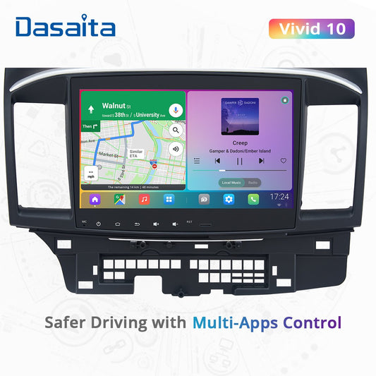Dasaita Vivid Car Radio for Mitsubishi Lancer EVO 10 2008 2009 2010 2011 2014 to 2017 Carplay Android Auto Stereo GPS Navigation