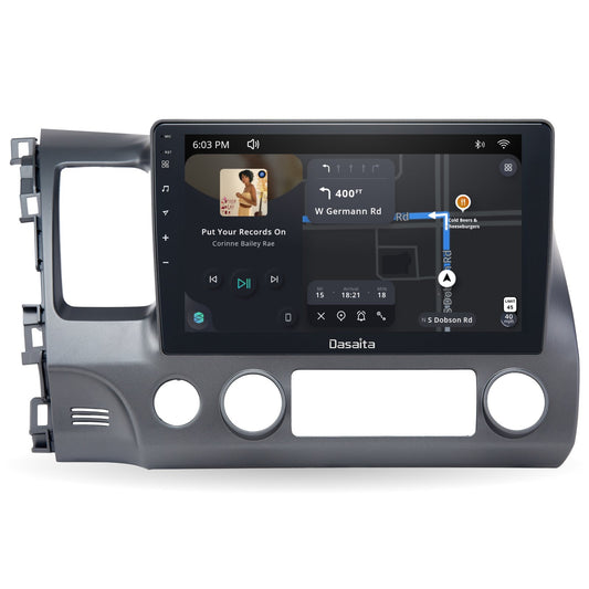 Dasaita Scout10 Honda Civic 2007 2008 2009 2010 2011 Car Stereo 10.2 Inch Carplay Android Auto PX6 4G+64G Android10 1280*720 DSP AHD Radio